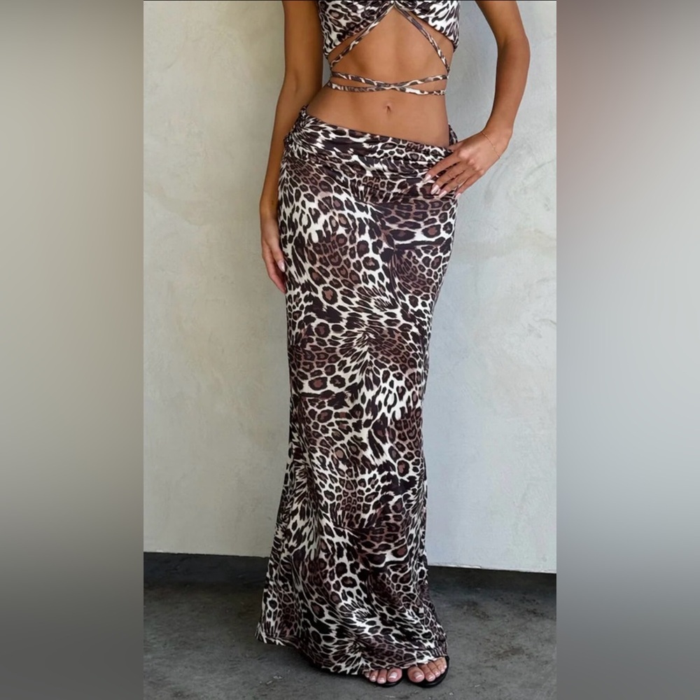 Tiger Mist Brown Leopard Print Skirt Medium